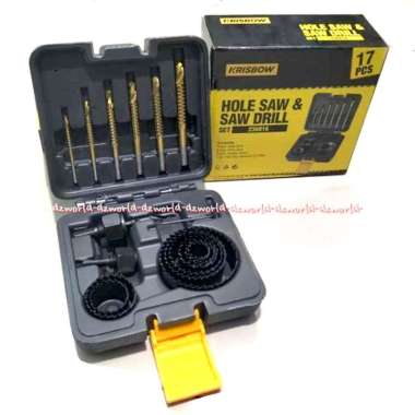 Krisbow Hole Saw & Saw Drill 17pcs Perlengkapan Mata Bor Dan Mata Gergaji 17 pcs Kris Bow Mata Bor 1