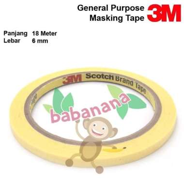 3M General Purpose Masking Tape 6mm x 18 Meter lakban kertas