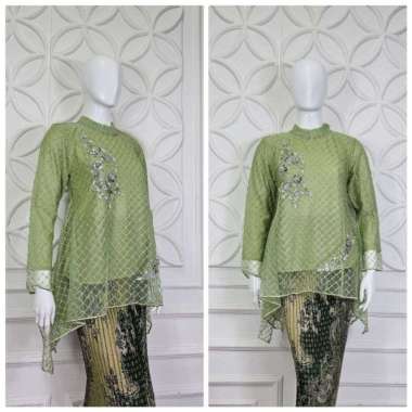 ZEA Setelan Rok Kebaya Wanita Modern Tunik Bahan Brukat Model Kebaya Modern Terbaru sage