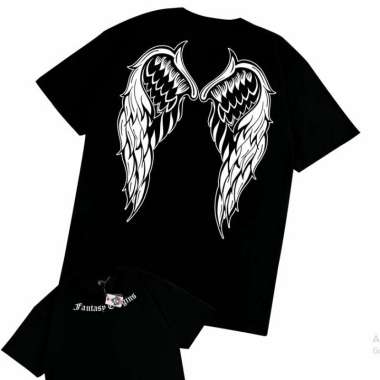 KRMK Kaos T Shirt Baju Distro Cowok Cewek Pria Wanita Keren Unisex Katun Combed 24s Angel Wings Moti