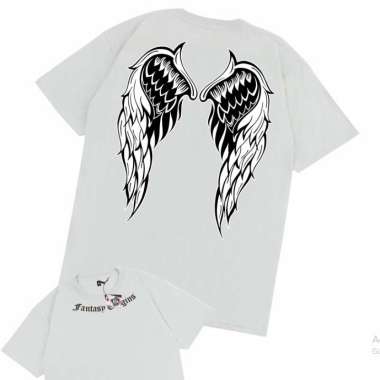 KRMK Kaos T Shirt Baju Distro Cowok Cewek Pria Wanita Keren Unisex Katun Combed 24s Angel Wings Moti