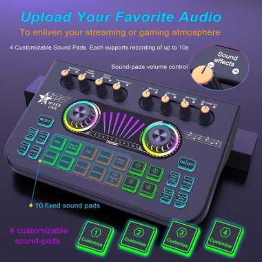Mixer Audio External Sound Card Live Bluetooth Digital Display
