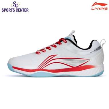 New Sepatu Badminton Lining Ultra Fly III / 3.0 AYTT053 White / Red / LtBlue 47
