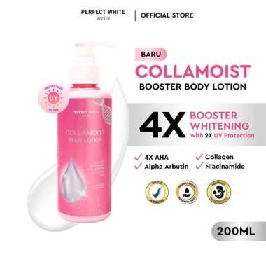 PERFECT WHITE Collamoist Whitening Booster Body Lotion 200ml with UV Filter, Collagen, 4X AHA