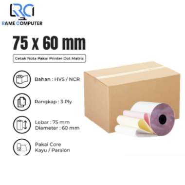 Kertas Struk 3 Ply 75x60 Printer Kasir Dot Matrix NCR RANGKAP 3