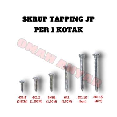 1 KOTAK Skrup Sekrup Tapping Baut Mur Screw JP Kayu Mebel Olimpik 4x3/8 (0,9cm)