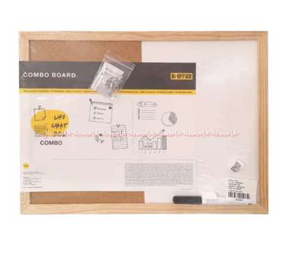 Cork Combo Board 40x30cm Papan Tempel Pin Board Corkboard dan Whiteboard Papan Tulis Tempat Note Mad