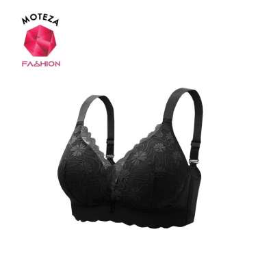 TALLY 2322 BRA BH Wanita Renda Busa Sedang | Cup B | Tanpa Kawat | Kait 3 | Size 36 - 42 Hitam 38