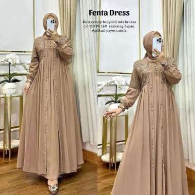 Dress Brukat Mewah Fenta Bahan Ceruty Mix Brukat untuk Kondangan dan Bridesmaid - Wanita, Muslim MOC