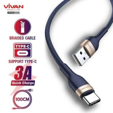 Vivan VXC100 Kabel Data Charger Xiaomi USB Type C 3A Fast Charging