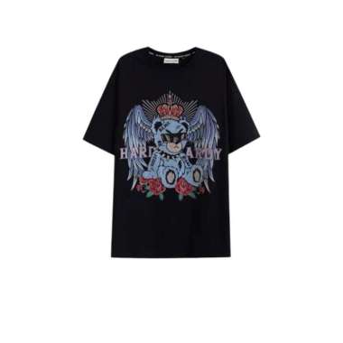 HARDY HARDY DIAMOND CROWN BEAR WINGS BLACK TEE 100% Authentic M
