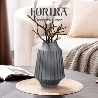 Dekoruma FORTRA Decorative Vase M Vas Bunga Estetik - Black