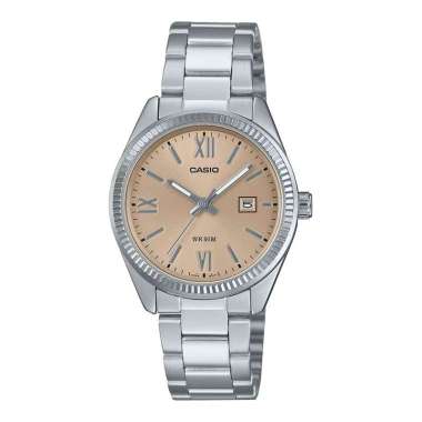 Jam Tangan Wanita Casio General LTP-1302DD-4A2VDF Peach Dial Stainless Steel Band
