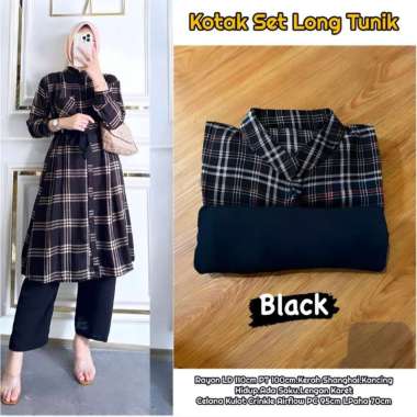 Jenita Set Long Tunik - One Set Wanita Kekinian Rayon Diamond Baju Setelan Wanita Celana Kulot OOTD 