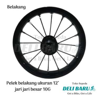 Pelek jadi model JARI BESAR 10G BELAKANG Wheelset ukuran 12 Velg besi warna hitam sepeda anak ukuran