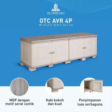 OLYMPLAST OTC AVR 4P - Lemari Meja TV kas Rak TV BufFet Plastik 4 Pintu TANPA BUBBLE WRAP