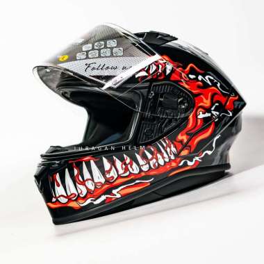 Zeus ZS826 BK30 Black/Red Helm Fullface Flat Visor XL