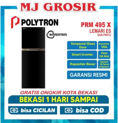 KULKAS POLYTRON PRM 495 X LEMARI ES 2 PINTU PRM495X PRM 495X BELLEZA