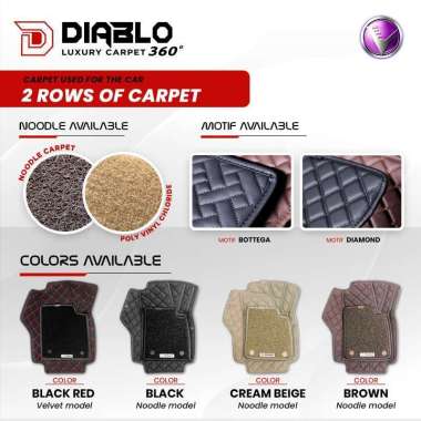 KARPET MOBIL DIABLO 360 DIAMOND DAN BOTTEGA, UNTUK TYPE BANGKU 2 BARIS Bludru Cream Bottega