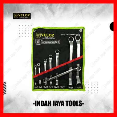 VELOZ Kunci Ring Set 8 Pcs ( 6 - 24 mm ) - Double Ring Wrench Chrome Vanadium