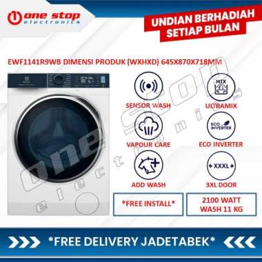 [Trade-in] - [GARANSI RESMI] ELECTROLUX EWF1141R9WB Mesin Cuci Front Loading w/ AutoDose 11kg