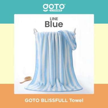 Goto Blissfull Bath Towel Handuk Mandi Lembut Halus Motif Dewasa LINE BLUE