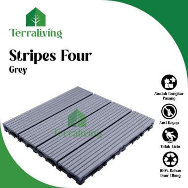 TerraLiving Stripes Four Grey WPC Decking Tiles Lantai Rumah Dekorasi Rumah Estetik Outdoor Luar Bal
