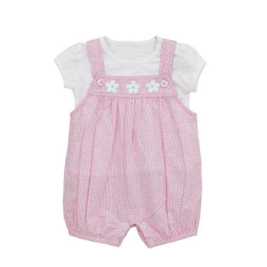 TORIO Pretty Pink Jasmine Overall Set - Baju Setelan Jumper Bayi Perempuan - Pakaian Anak Perempuan 