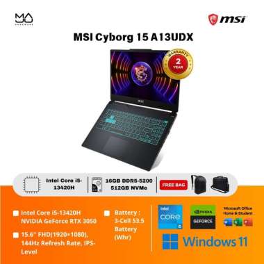 Laptop MSI Cyborg 15 A13UDX 1441ID Core i5 13420H 2x8GB 512GB OHS Translucent Black