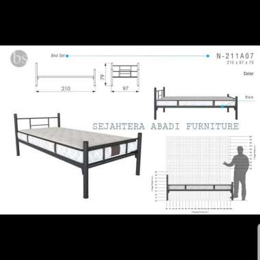 ranjang tunggal besi, ranjang single, ranjang mess, ranjang kost EXPO