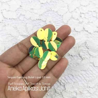 PAYET PIRING GANTUNG BULAT LIPAT 10 MM /PAYET SEQUIN BUNGA 3D (5 GRAM) Kuning
