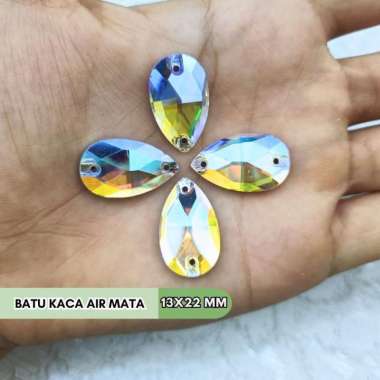 6 BIJI BATU CRYSTAL KACA D AB AIR MATA 13x22 MM