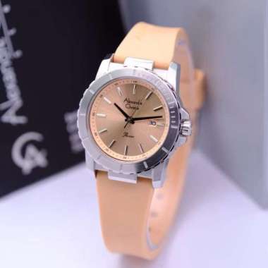 Jam Tangan Alexandre Christie AC6141 Passion Rubber Strap silver Peach