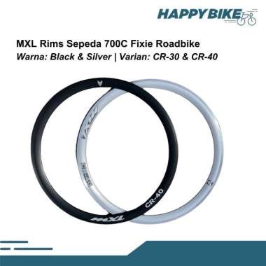 MXL Rim Sepeda 700C Fixie Roadbike CR-30 CR-40 Velg V-Brake 32H/36H 32 Hole CR-40 Silver