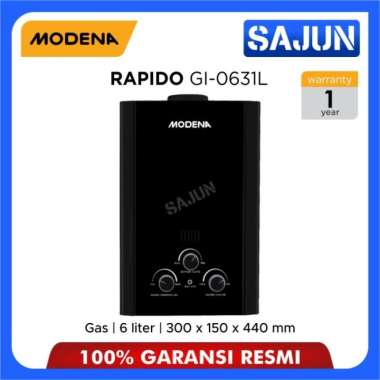 Modena Gas Water Heater 6 Liter RAPIDO GI 0631L / GI0631L - Black