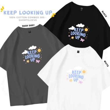 ELLIPSESINC Kaos Oversize Lengan Pendek Couple Keluarga / Anak Kids / Dewasa Keep Looking Up KIDS2 L