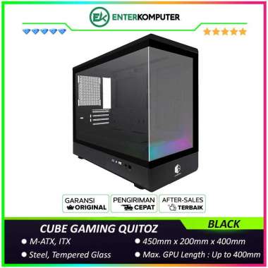CUBE GAMING QUITOZ BLACK - mATX Gaming Case - Panoramic View - Front RGB BAR