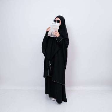 Ziyah.id | Kayla One Set Terbaru Abaya Setelan Set Rok Casual Stylish Jetblack