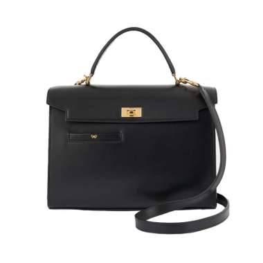 Anya Hindmarch Mortimer Top Handle Bag Calf Leather Black Black