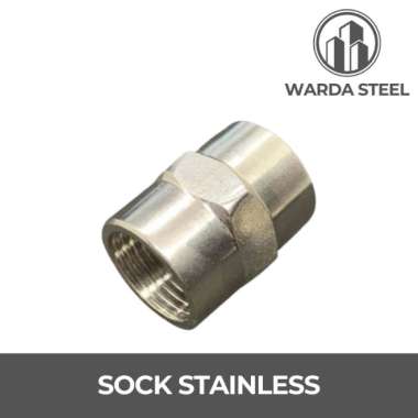 Double Sok Drat Kuningan Chrome - Sambungan Socket Kran Sock Drat Dalam Inch 1/2" x 3/8"