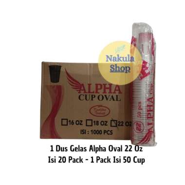 Grosir 1 Dus Gelas Plastik Merk Alpha Oval 22 Oz ( 1 karton )