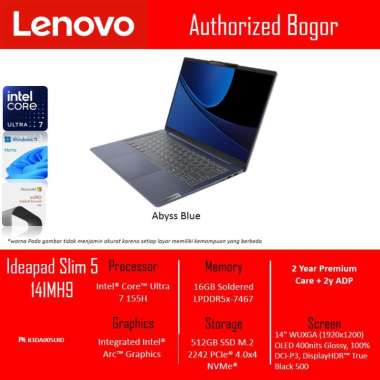 Lenovo Ideapad Slim 5 - 83DA005UID/83DA004SID, Intel Core Ultra 7 155H, RAM 16GB, 512GB SSD, Windows