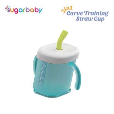 Sugarbaby 3 in 1 Curve Training Straw Cup/Gelas MPASI Bayi/Gelas Bayi Anti Tumpah Bocor/Training Cup