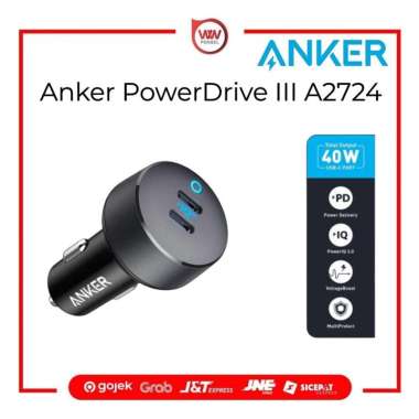 Anker A2724 PowerDrive III Duo USB-C Car Charger fast charging 40w Type C Black