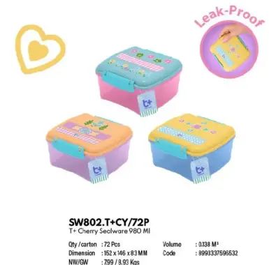 T+ CHERRY SEALWARE Kotak Makan Anak 980 ML / Kotak Bekal / Lunch Box