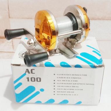 Reel Mini Trolling AC 100 Murah Fishing Troll AC100 Pancing Casting GOLD