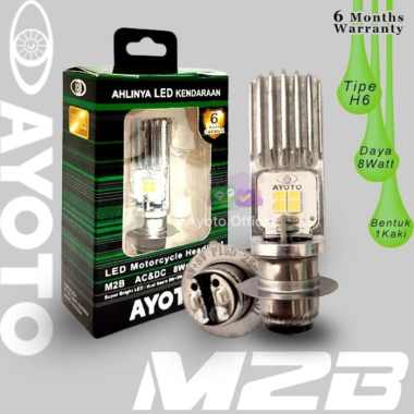 Premium Lampu Depan Led AYOTO 2sisi M2B Cree AC DC Putih 8/8 watt H6 TYTO - Putih-Kuning Terbatas