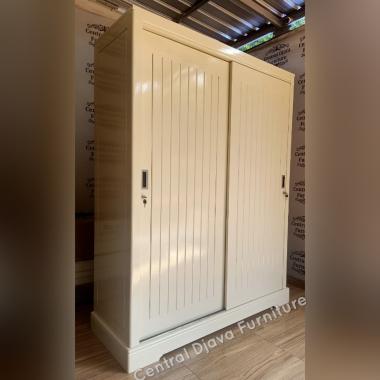 Lemari Pakaian Cat Duco Sliding Kayu Jati 2 Pintu Almari Mebel Jepara