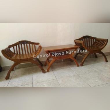 Kursi Meja Teras Yuyu Kayu Jati Sandaran Minimalis Mebel Jepara
