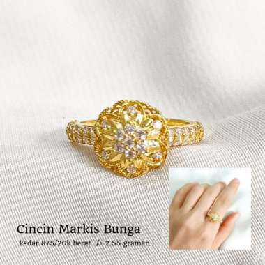 cakep banget cincin wanita model markis bunga mewah cincin emas